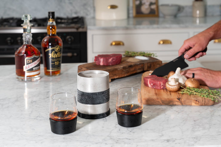 The Nesh Whiskey Glass Tumbler and Chilled Coaster