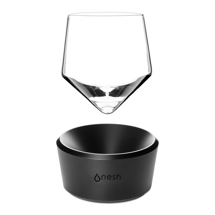 The Nesh Whiskey Glass Tumbler and Chilled Coaster Have it Neat 